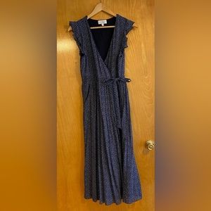 Navy Blue Midi Wrap Dress